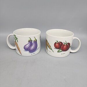 Tabletops Unlimited Fresh Vegetables Soup Mug Large 16 Ounce Cups Set of Two (2)